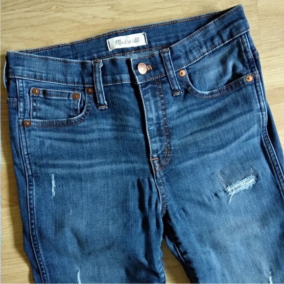 Madewell | Size 28 9" High-Rise Skinny Jeans Blue Wash Distressed Edition - Picture 6 of 14
